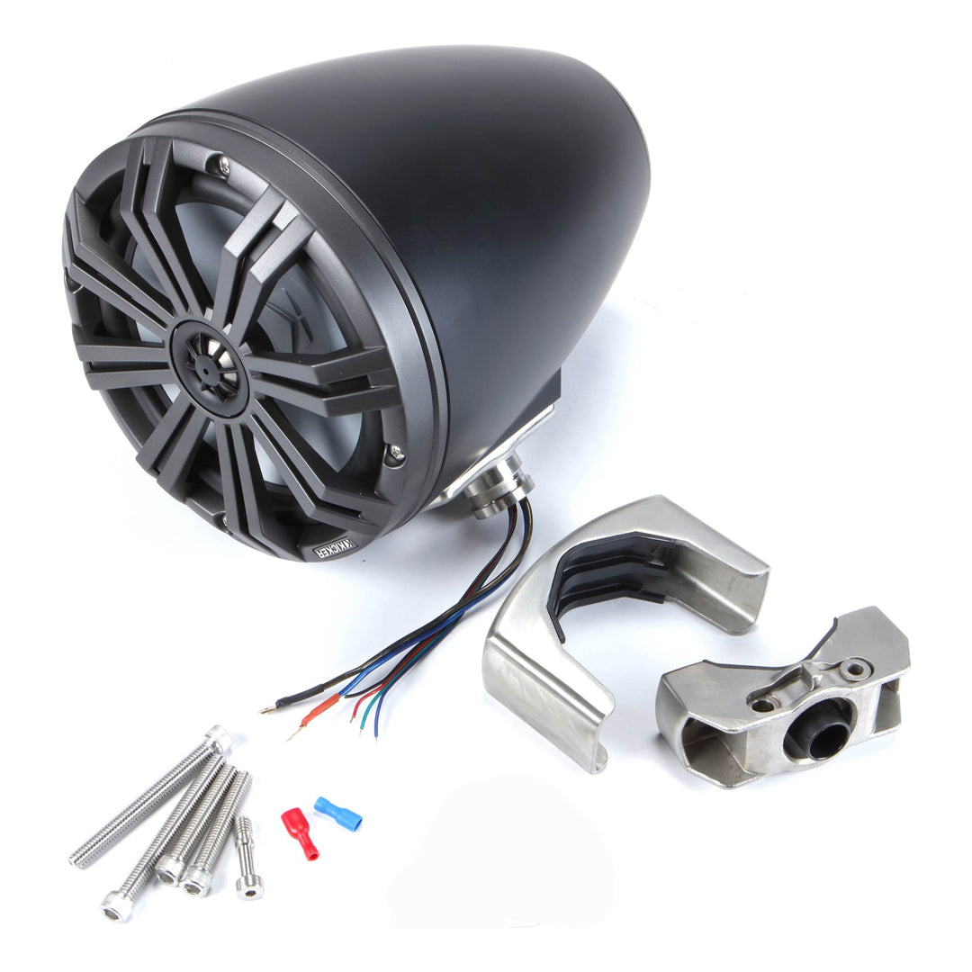 Kicker KMTC8, KMTC (200mm) Loaded Marine Cans with 45KM84L speaker pair; charcoal grill on black can (45KMTC8)