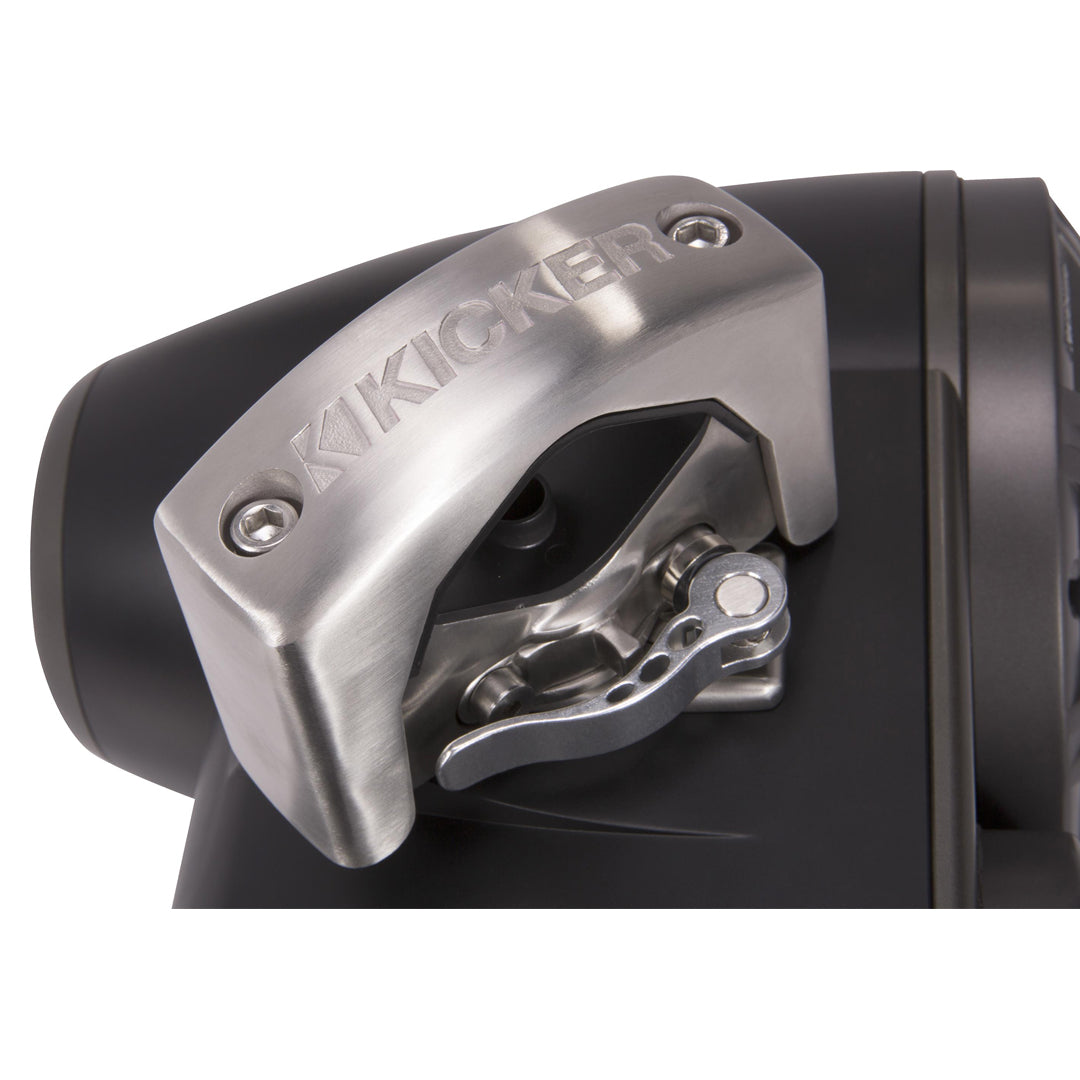 Kicker KMTDC65, KMTC65 (165mm) Loaded Marine Dual Cans with 45KM654L speaker pairs; charcoal grill on black can (45KMTDC65)