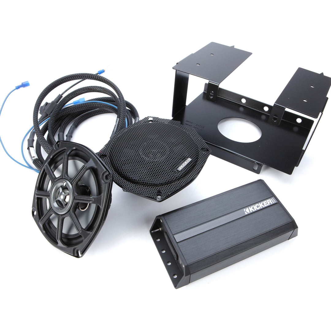 Kicker HDS962, Harley Davidson Audio Kit for Electra Glide, Street Glide, Ultra Glide & Trikes w/ Bat Wing Fairing - 1996-2013 5.25" Front Speaker/Amplifier Upgrade Kit (46HDS962)