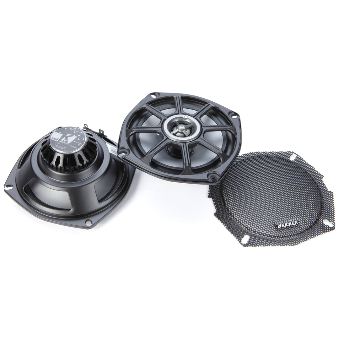 Kicker HDS962, Harley Davidson Audio Kit for Electra Glide, Street Glide, Ultra Glide & Trikes w/ Bat Wing Fairing - 1996-2013 5.25" Front Speaker/Amplifier Upgrade Kit (46HDS962)
