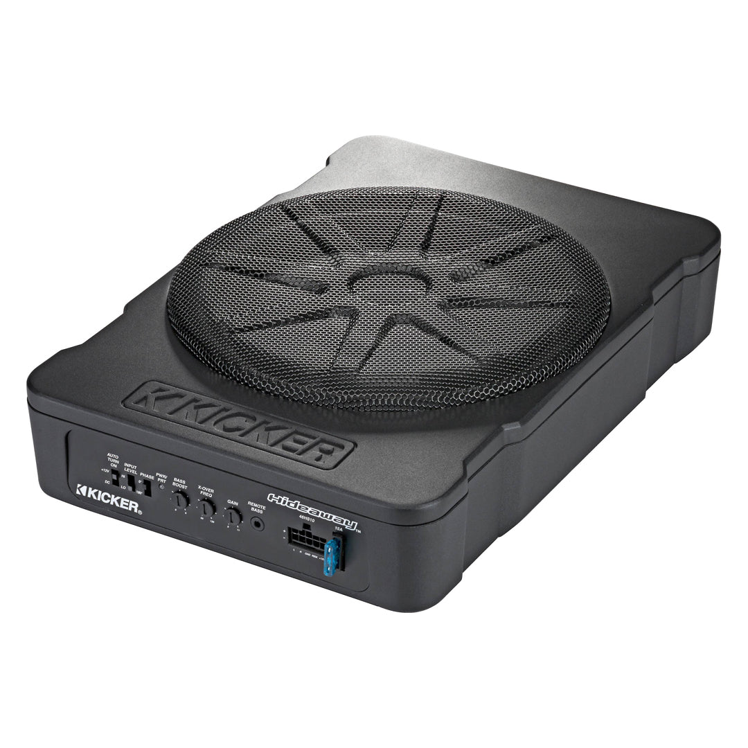 Kicker HS10, Hideaway Compact Powered Subwoofer, 10" Subwoofer and 180 Watt w/ Class D Amplifier (46HS10)