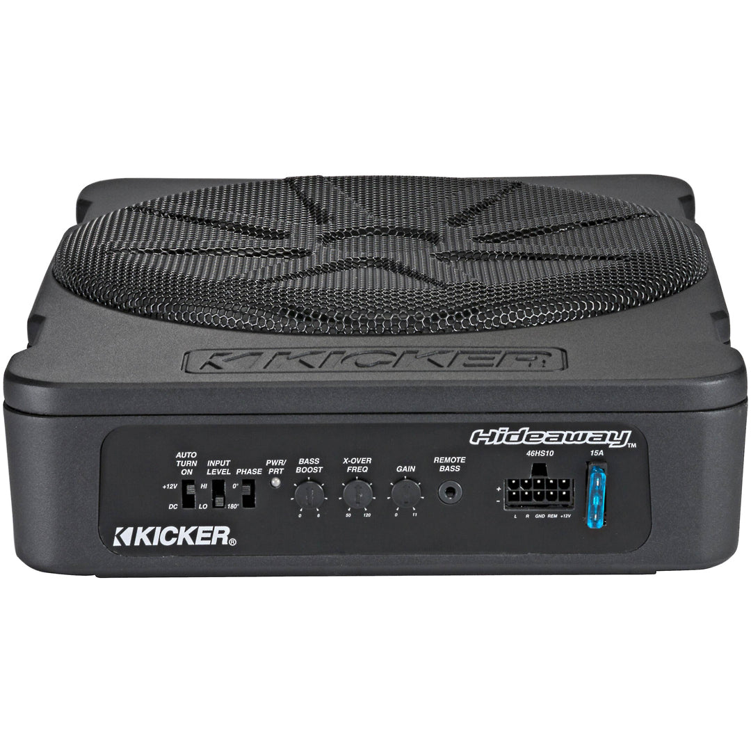Kicker HS10, Hideaway Compact Powered Subwoofer, 10" Subwoofer and 180 Watt w/ Class D Amplifier (46HS10)