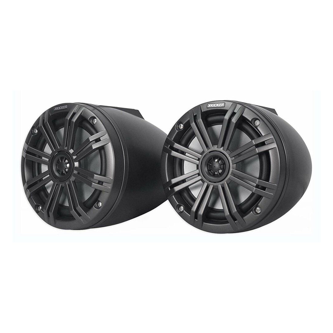 Kicker KMFC65, KMFC65 (165mm) Flat-Mount Marine Cans with 45KM654L speaker pair; charcoal grill on black can (46KMFC65)