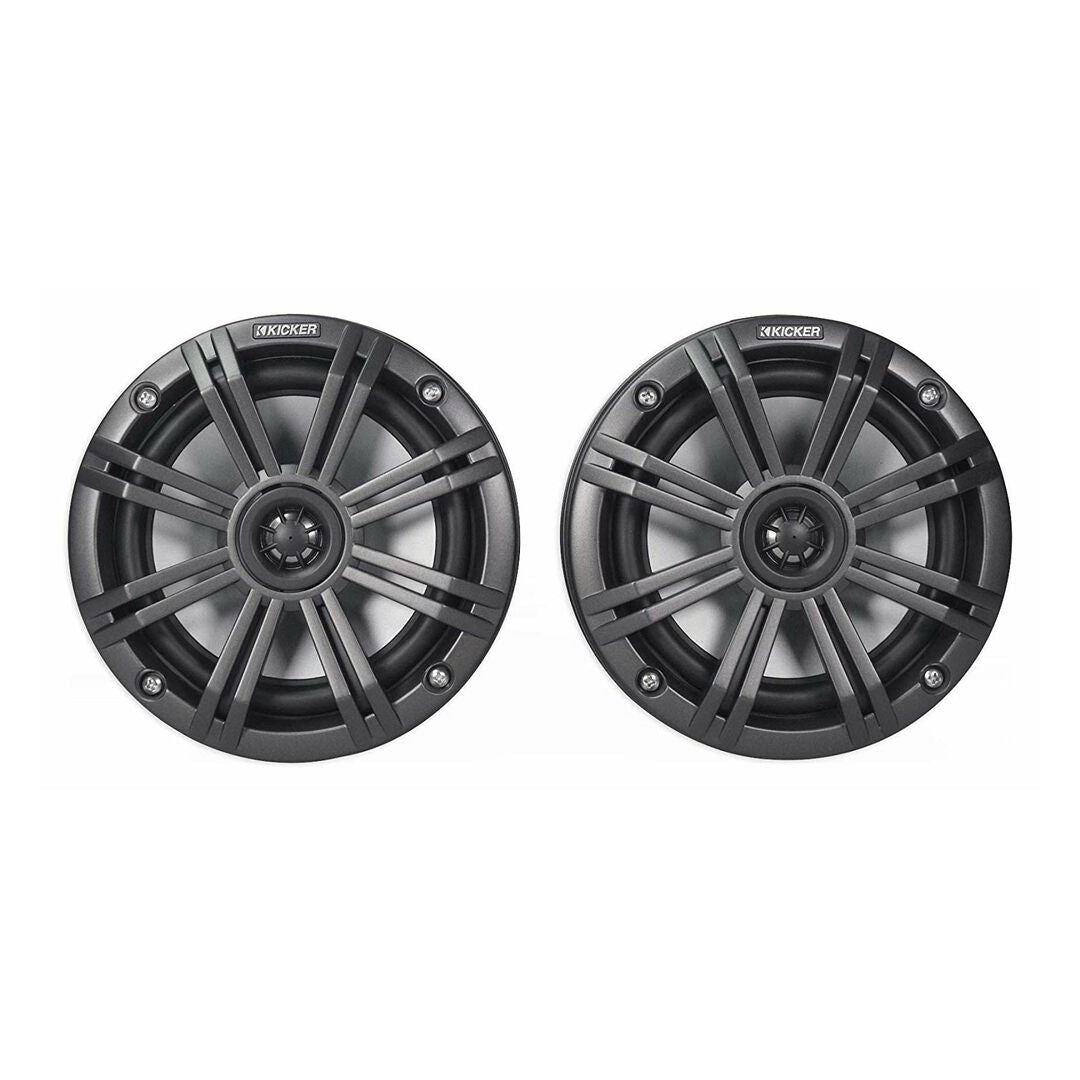 Kicker KMFC65, KMFC65 (165mm) Flat-Mount Marine Cans with 45KM654L speaker pair; charcoal grill on black can (46KMFC65)