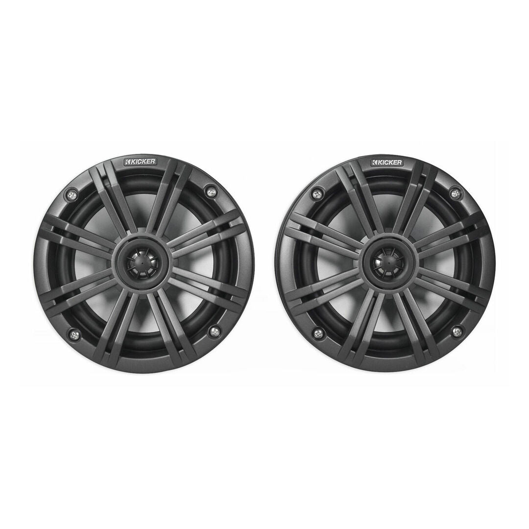 Kicker KMFC8, KMFC (200mm) Flat-Mount Marine Cans with 45KM84L speaker pair; charcoal grill on black can (46KMFC8)