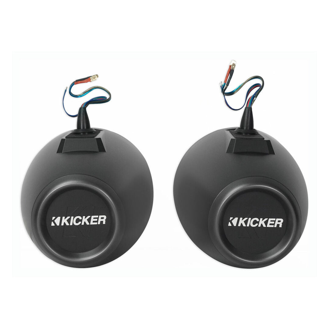Kicker KMFC8, KMFC (200mm) Flat-Mount Marine Cans with 45KM84L speaker pair; charcoal grill on black can (46KMFC8)