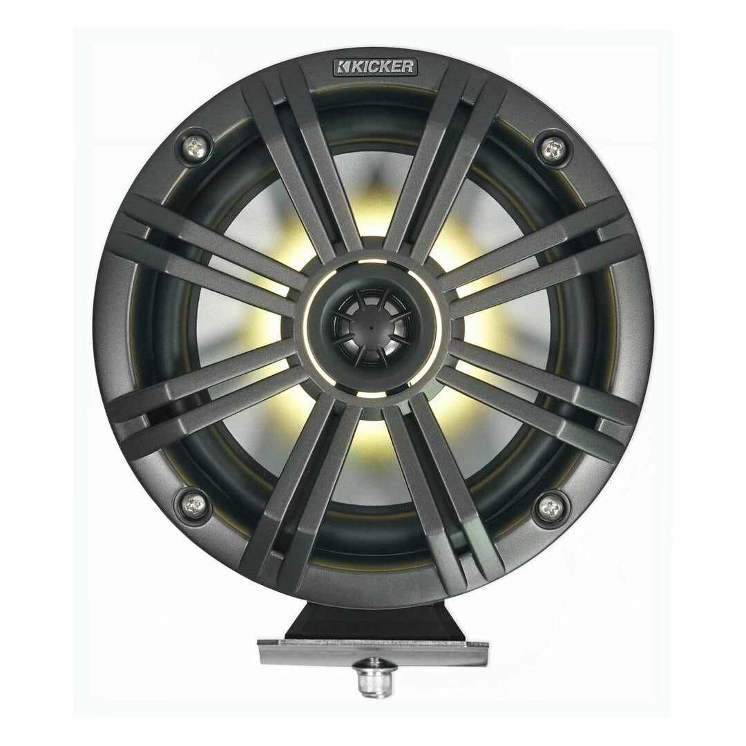 Kicker KMFC8, KMFC (200mm) Flat-Mount Marine Cans with 45KM84L speaker pair; charcoal grill on black can (46KMFC8)