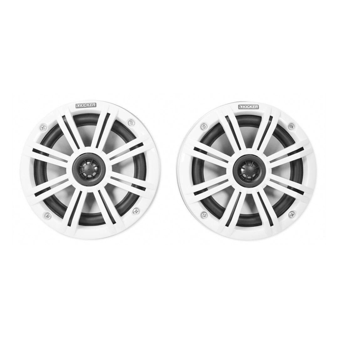 Kicker KMFC8W, KMFC (200mm) Flat-Mount Marine Cans with 45KM84L speaker pair; white grill on white can (46KMFC8W)