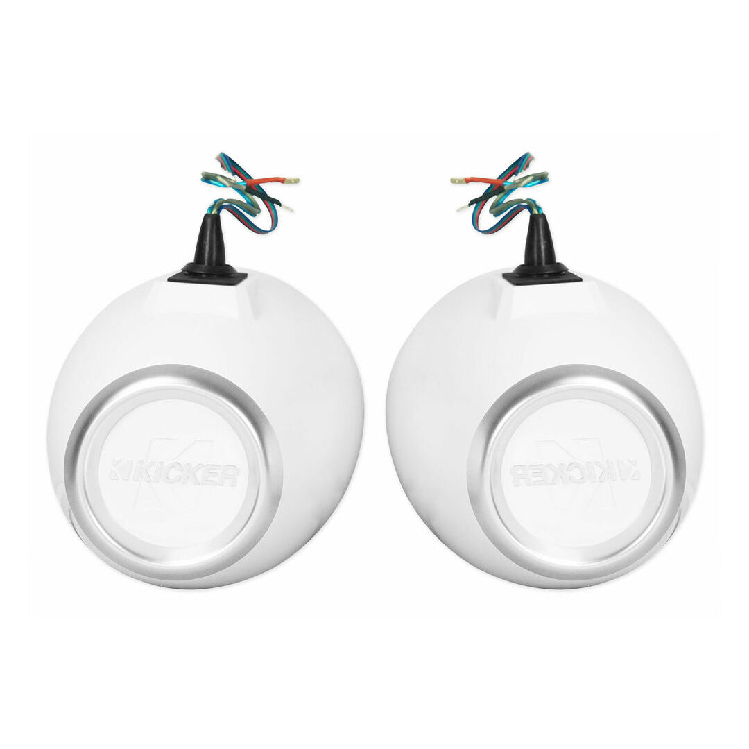 Kicker KMFC8W, KMFC (200mm) Flat-Mount Marine Cans with 45KM84L speaker pair; white grill on white can (46KMFC8W)