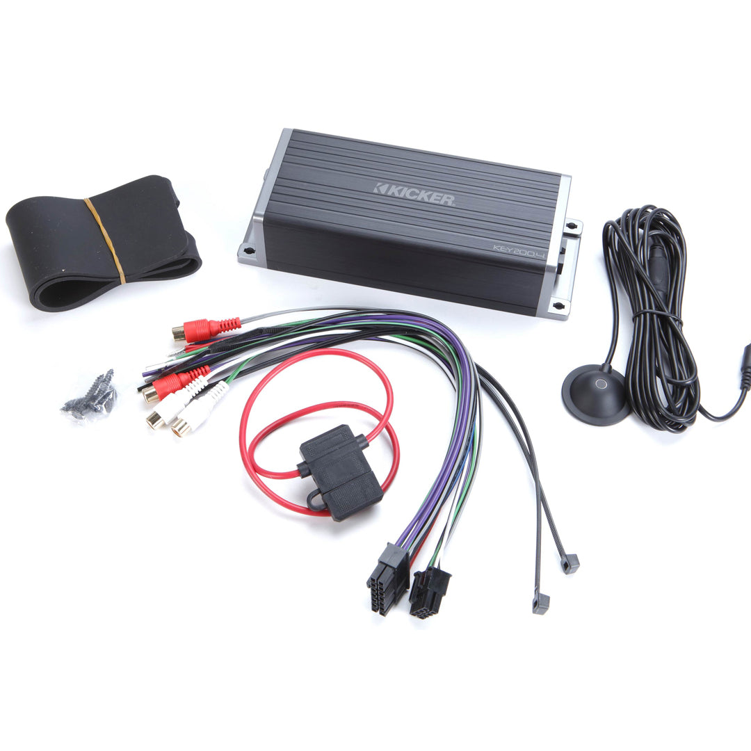 Kicker KEY2004, KEY 4 Channel Full-Range Smart Amplifier w Start/ Stop capability, RoHS Compliant (47KEY2004)