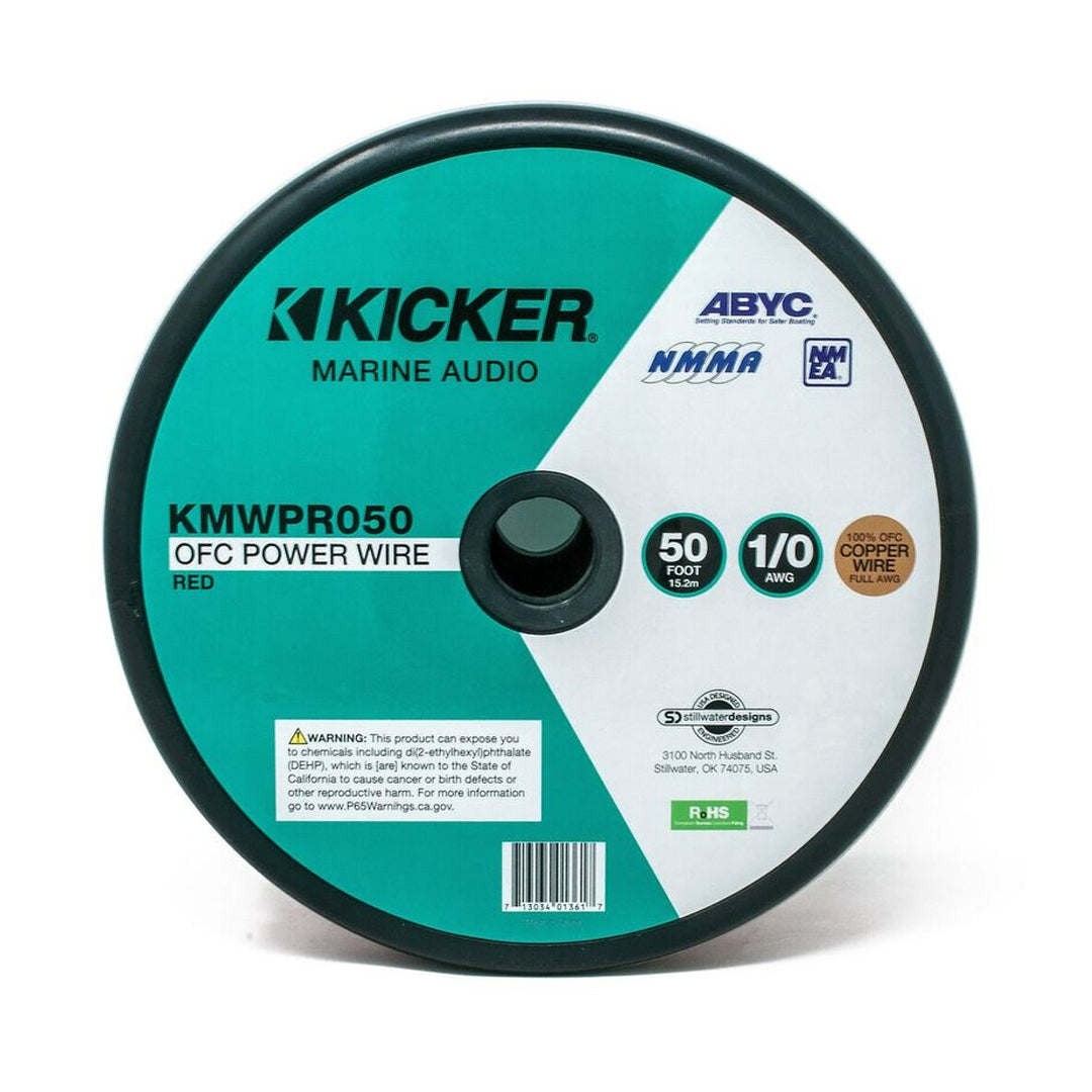 Kicker KMWPR050, Marine 1/0 AWG Power Wire, 50Ft, Red (47KMWPR050)