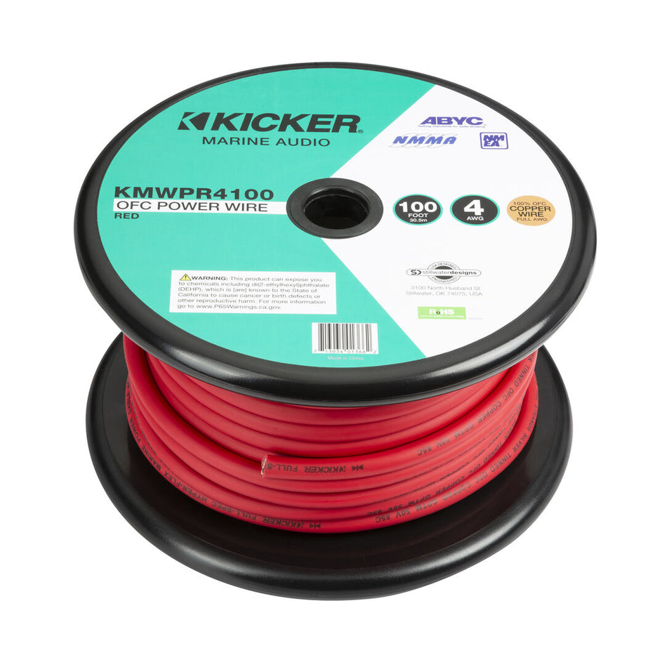 Kicker KMWPR4100, Marine 4 AWG Power Wire, 100Ft, Red (47KMWPR4100)