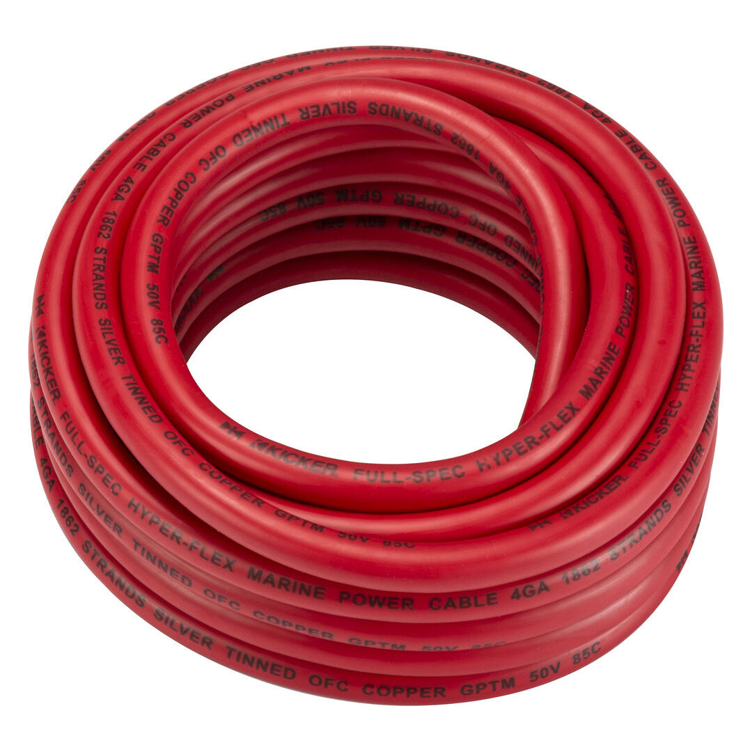Kicker KMWPR420, Marine 4 AWG Power Wire, 20Ft, Red (47KMWPR420)