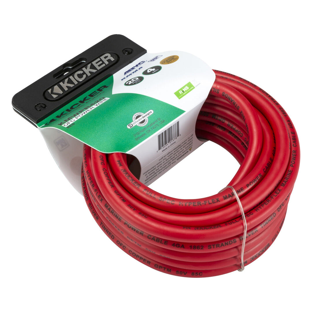 Kicker KMWPR420, Marine 4 AWG Power Wire, 20Ft, Red (47KMWPR420)
