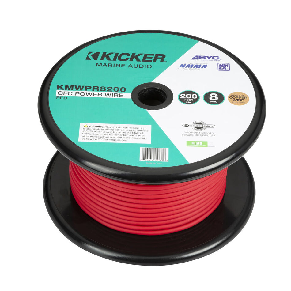 Kicker KMWPR8200, Marine 8 AWG Power Wire, 200Ft, Red (47KMWPR8200)