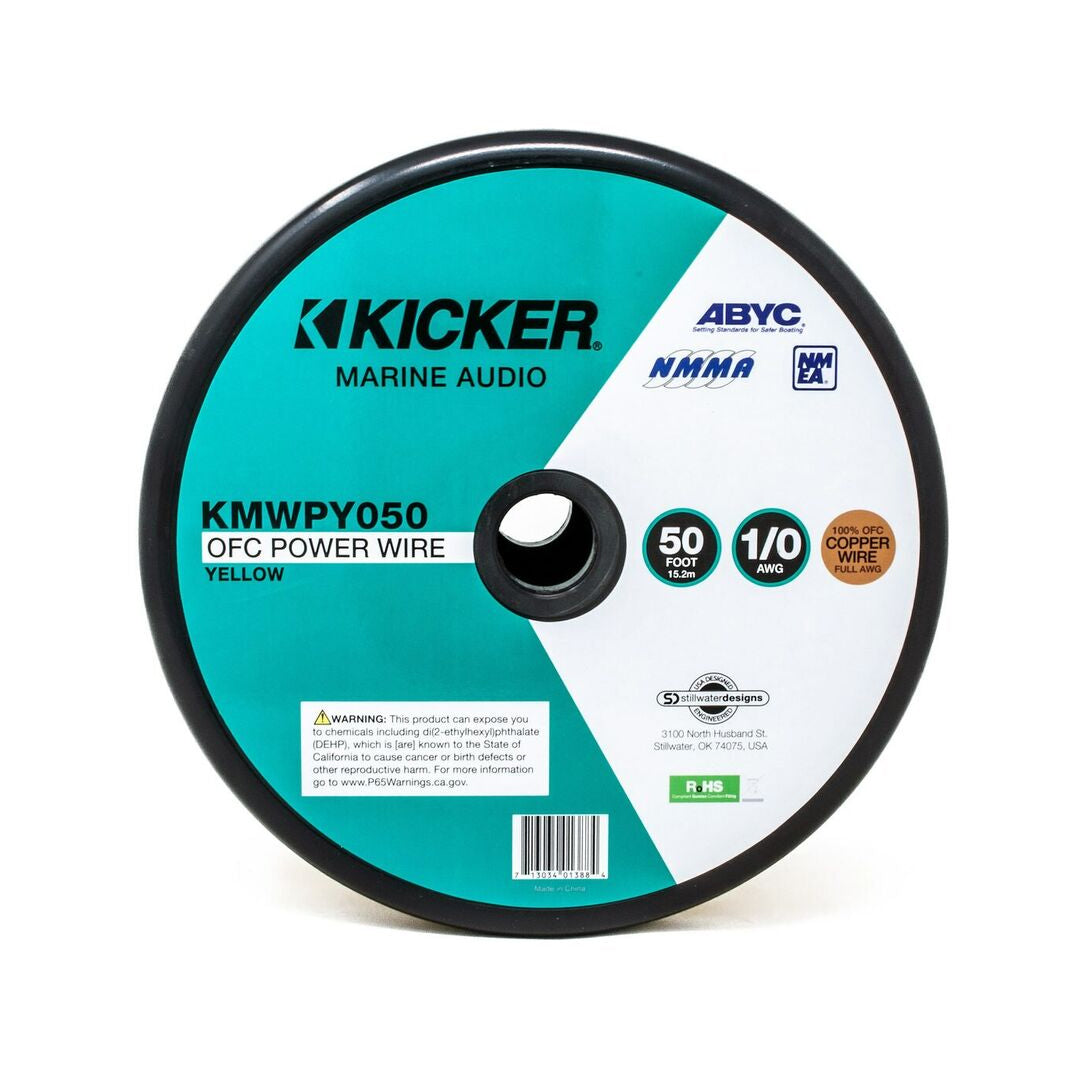 Kicker KMWPY050, Marine 1/0 AWG Power Wire, 50Ft, Yellow (47KMWPY050)