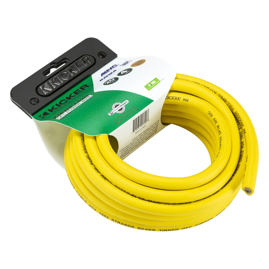 Kicker KMWPY420, Marine 4 AWG Power Wire, 20Ft, Yellow (47KMWPY420)