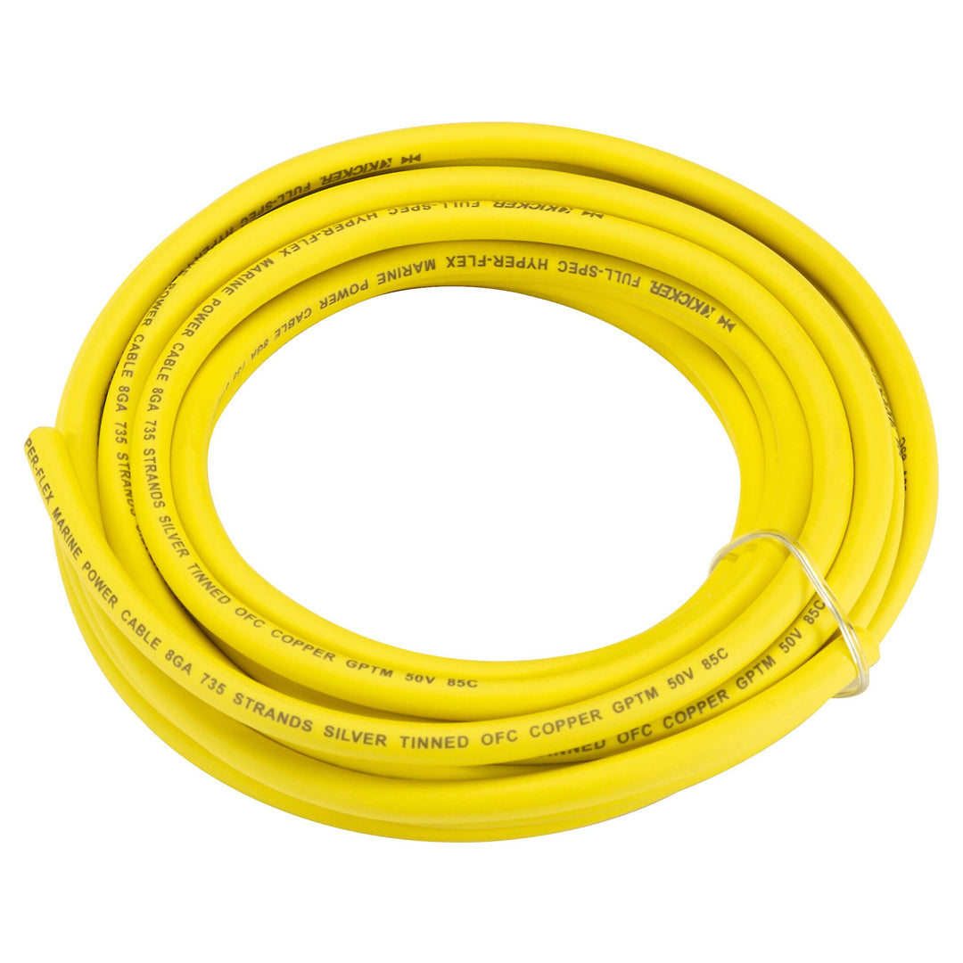 Kicker KMWPY820, Marine 8 AWG Power Wire, 20Ft, Yellow (47KMWPY820)