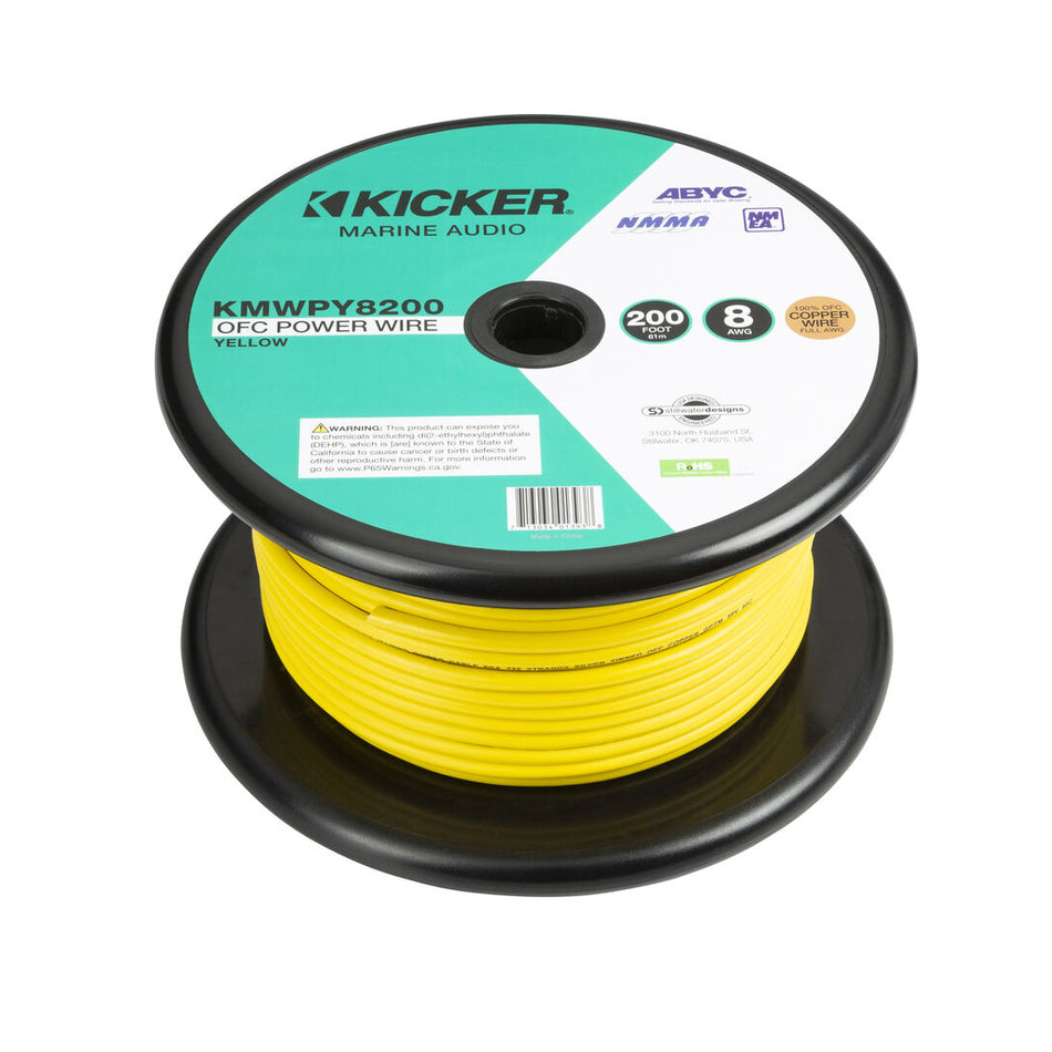 Kicker KMWPY8200, Marine 8 AWG Power Wire, 200Ft, Yellow (47KMWPY8200)