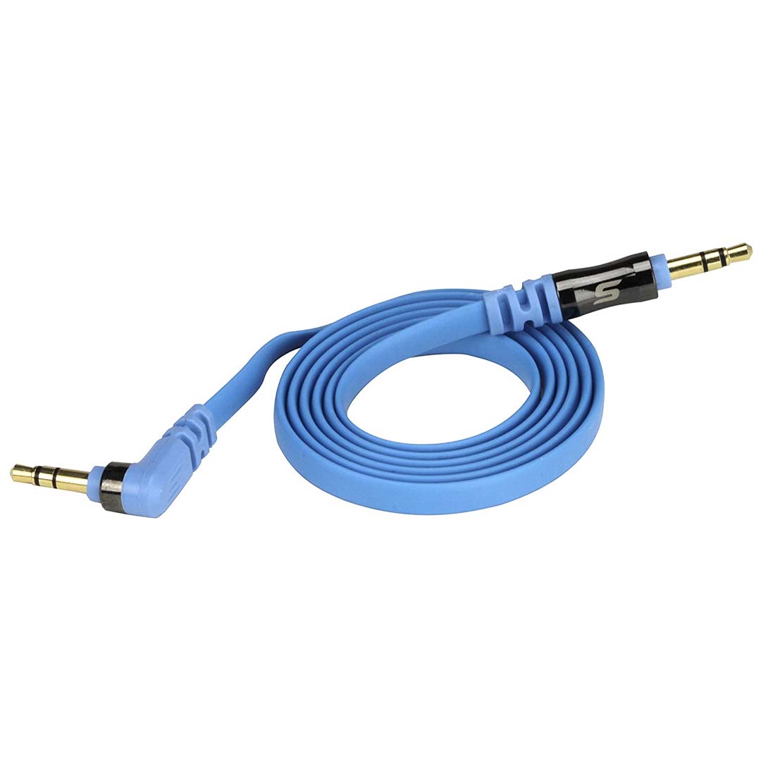 Scosche AUX3FBL, 90 Degree Angle 3.5mm Audio Cable (Blue)