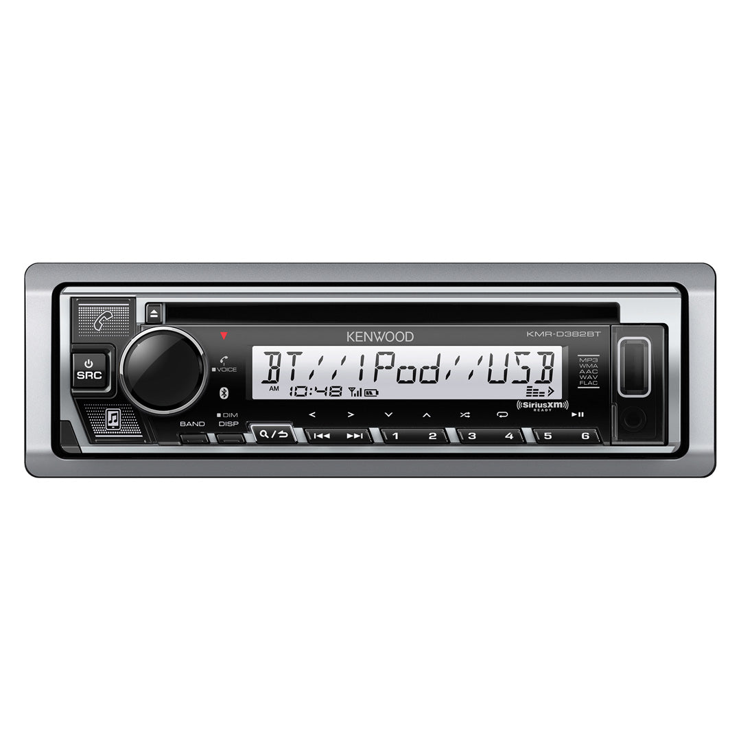Kenwood KMR-D382BT, AM/FM/CD Marine Bluetooth Receiver w USB/Aux, SiriusXM Ready