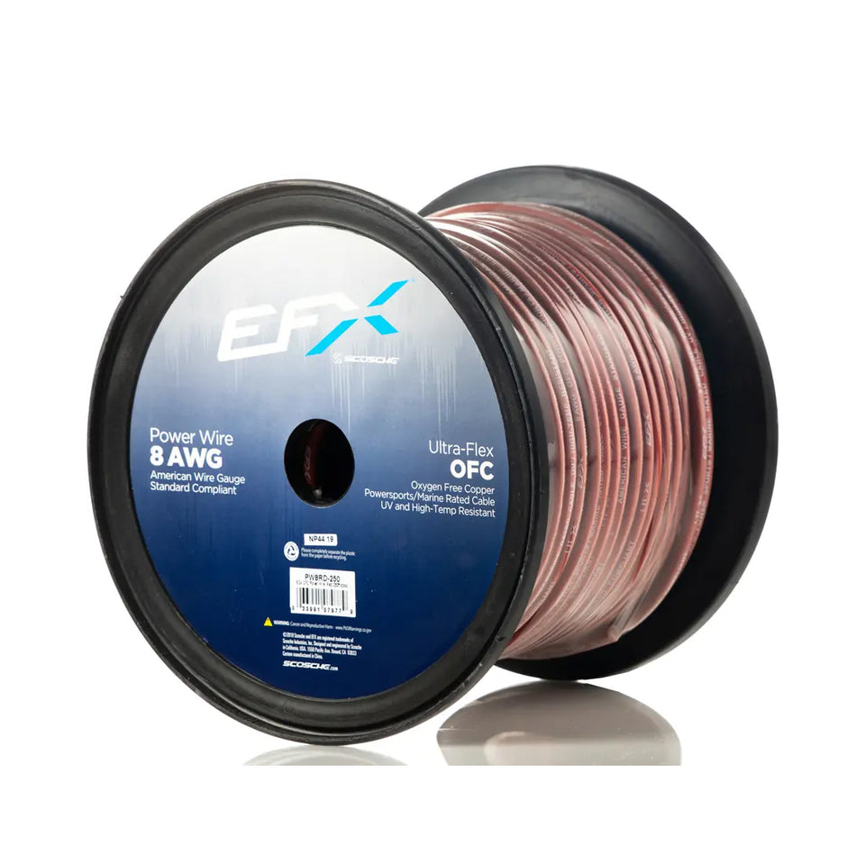 EFX by Scosche PW8RD-250, 8GA OFC Power Wire, Red (250ft spool)