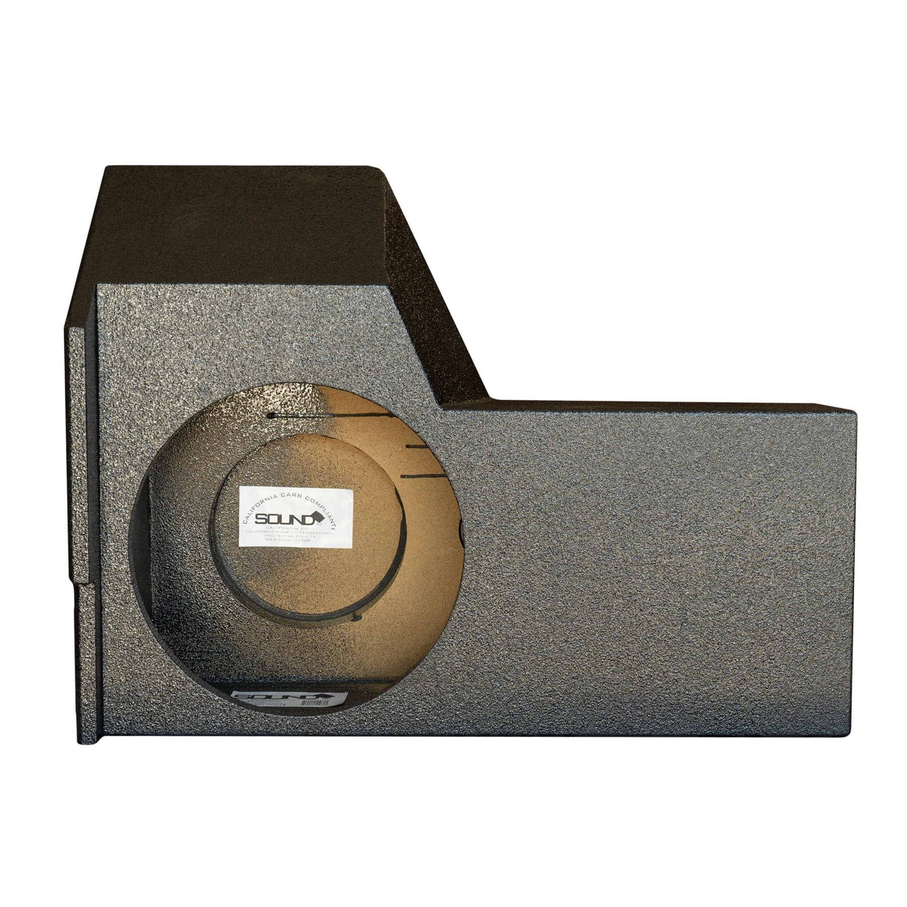SoundBox Ram Crew Cab 2019-UP Single 10" Downfire Subwoofer Enclosure, BedLiner Finish