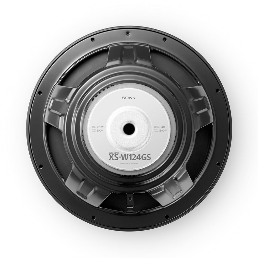 Sony XS-W124GS, GS Series 12" Single 4 Ohm Voice Coil Car Subwoofer, 1800W Peak
