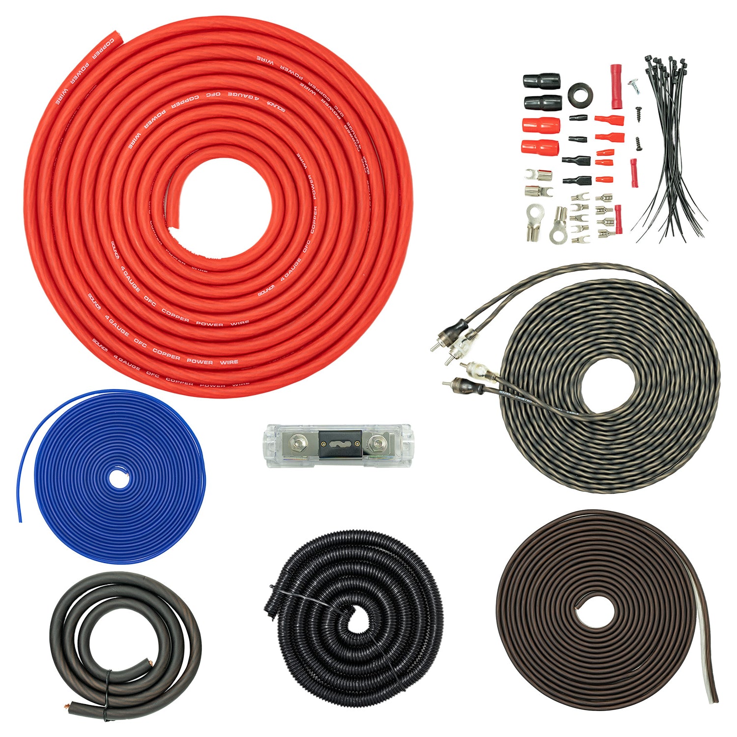 SoundBox TCK4, 4 Gauge OFC Copper Complete Amplifier Install Wiring Kit -  3500W