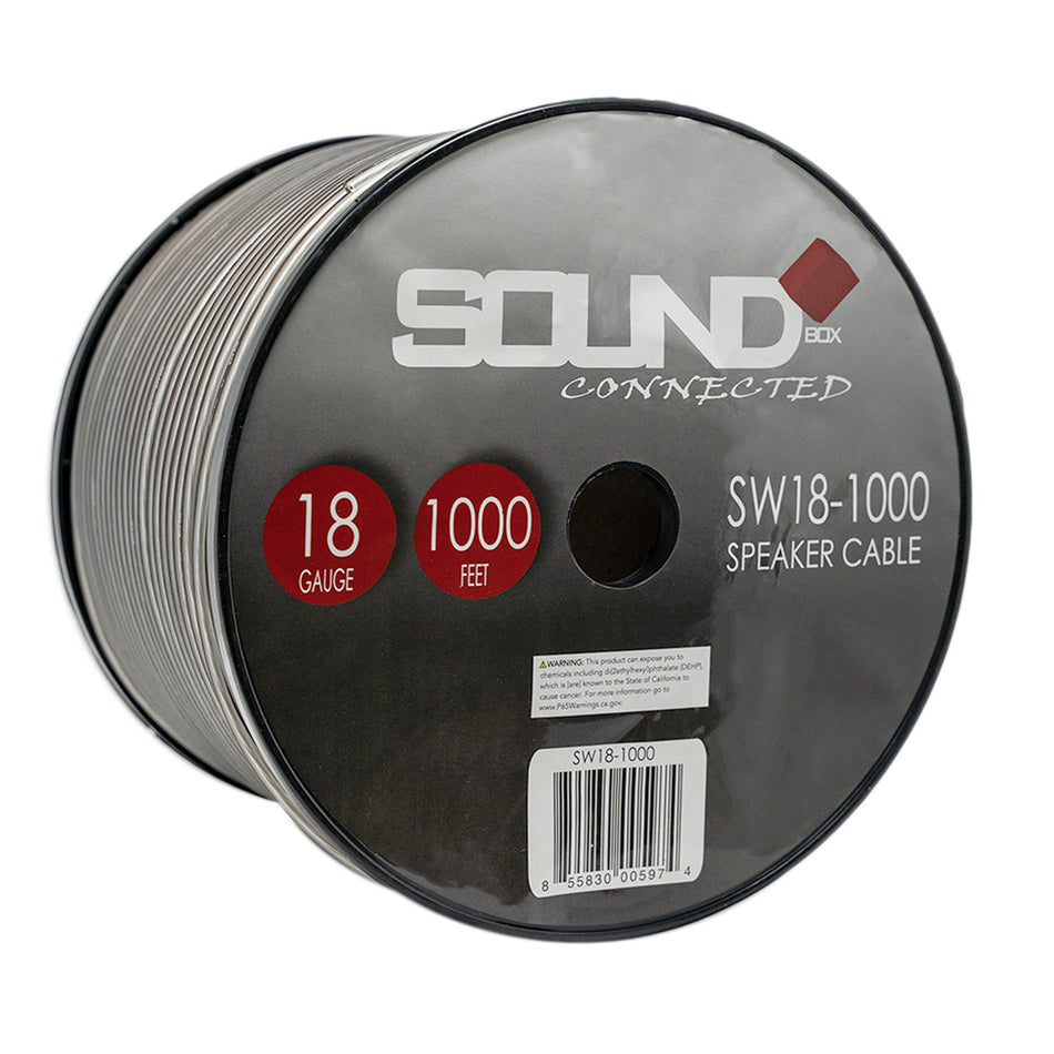 SoundBox SW18-1000, 18 Gauge Home / Car Speaker Wire Spool - 1000'