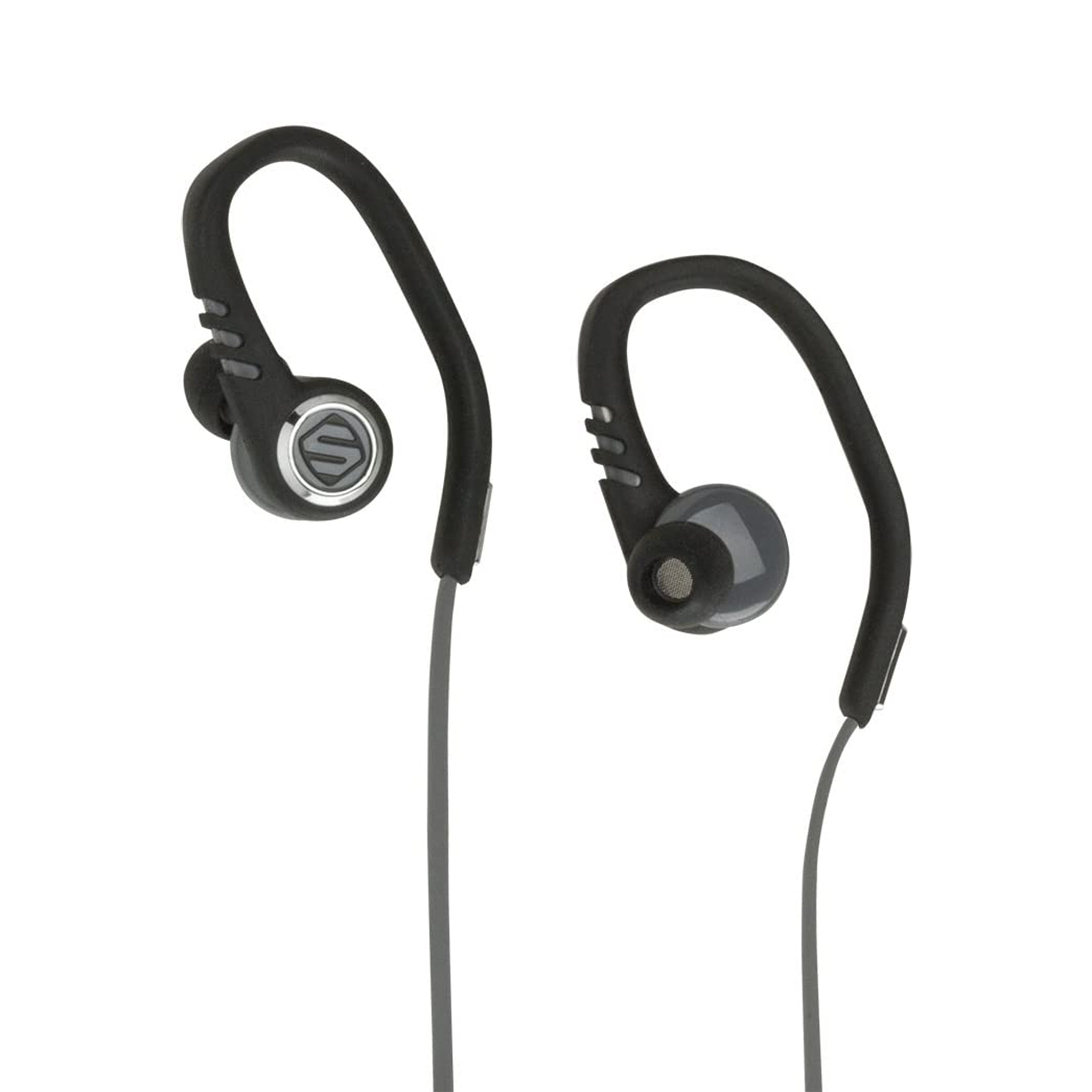 Scosche HPSC3TIBL, Sport Clip Earbuds w/ Tapit Remote And Mic (Black/Gray)
