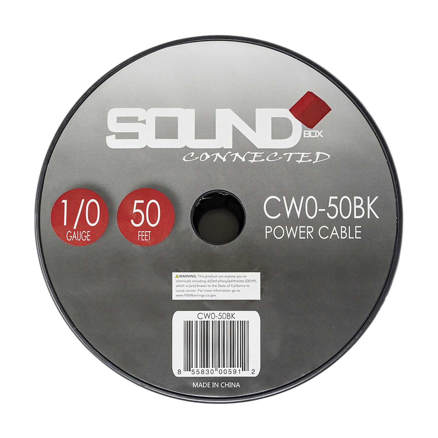 SoundBox CW0-50BK, 0 Gauge 50' CCA Amplifier Power / Ground Wire Spool, Black