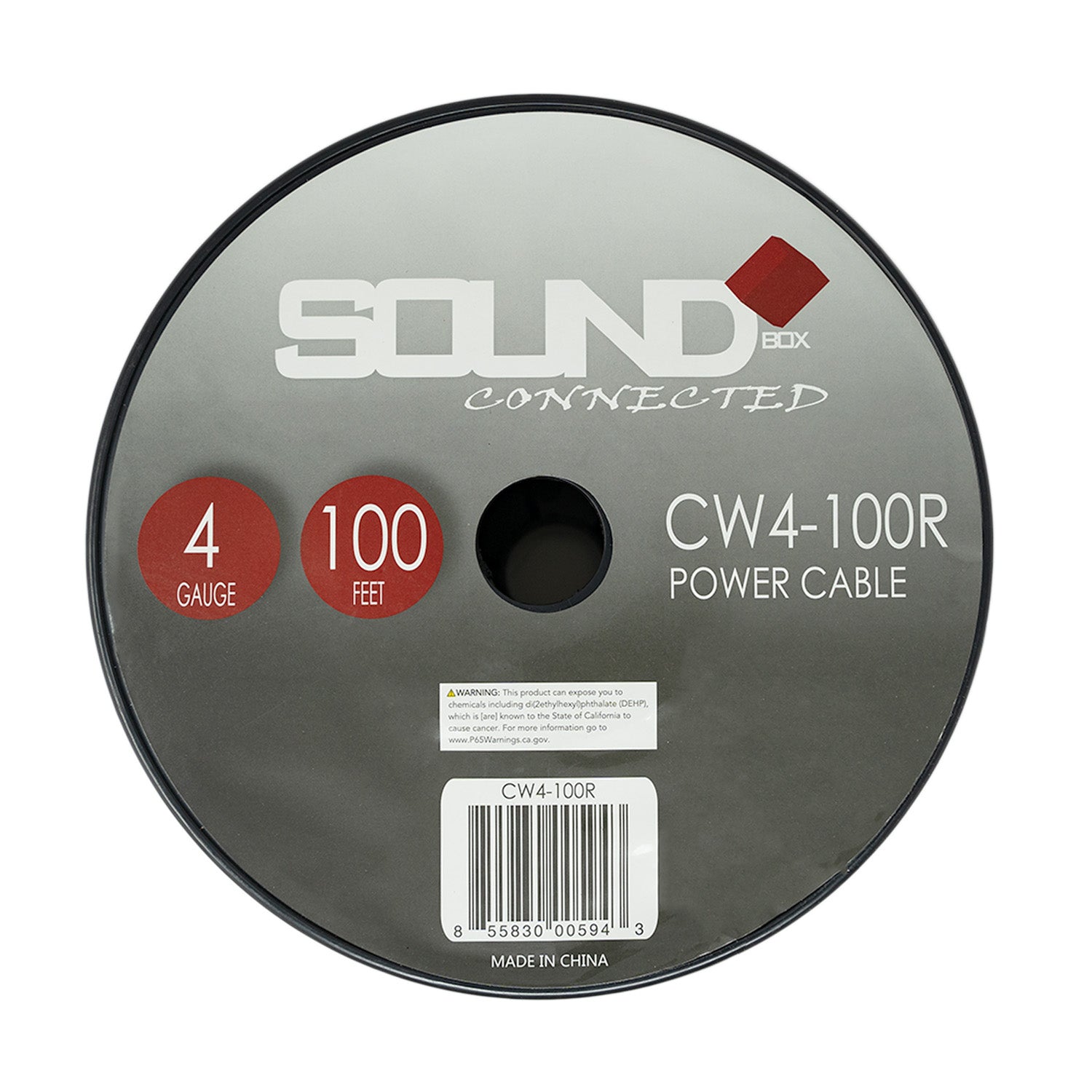SoundBox CW4-100R, 4 Gauge 100' CCA Amplifier Power / Ground Wire Spool, Red
