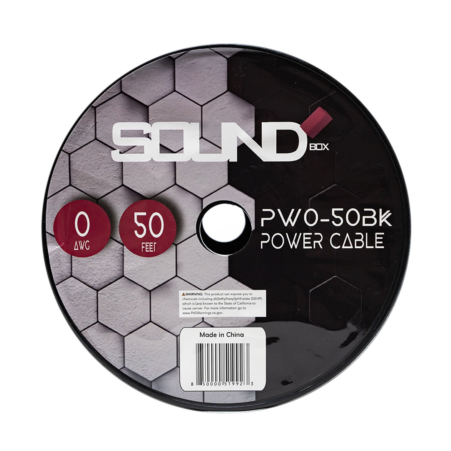 SoundBox PW0-50BK, 0 Gauge 50' Copper Amplifier Power / Ground Wire Spool, Black