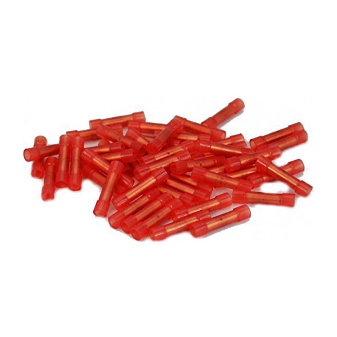 Scosche BCNR-100, Butt Connector, Nylon (Transparent, Seamless), Red, 22-18GA (100PCS)