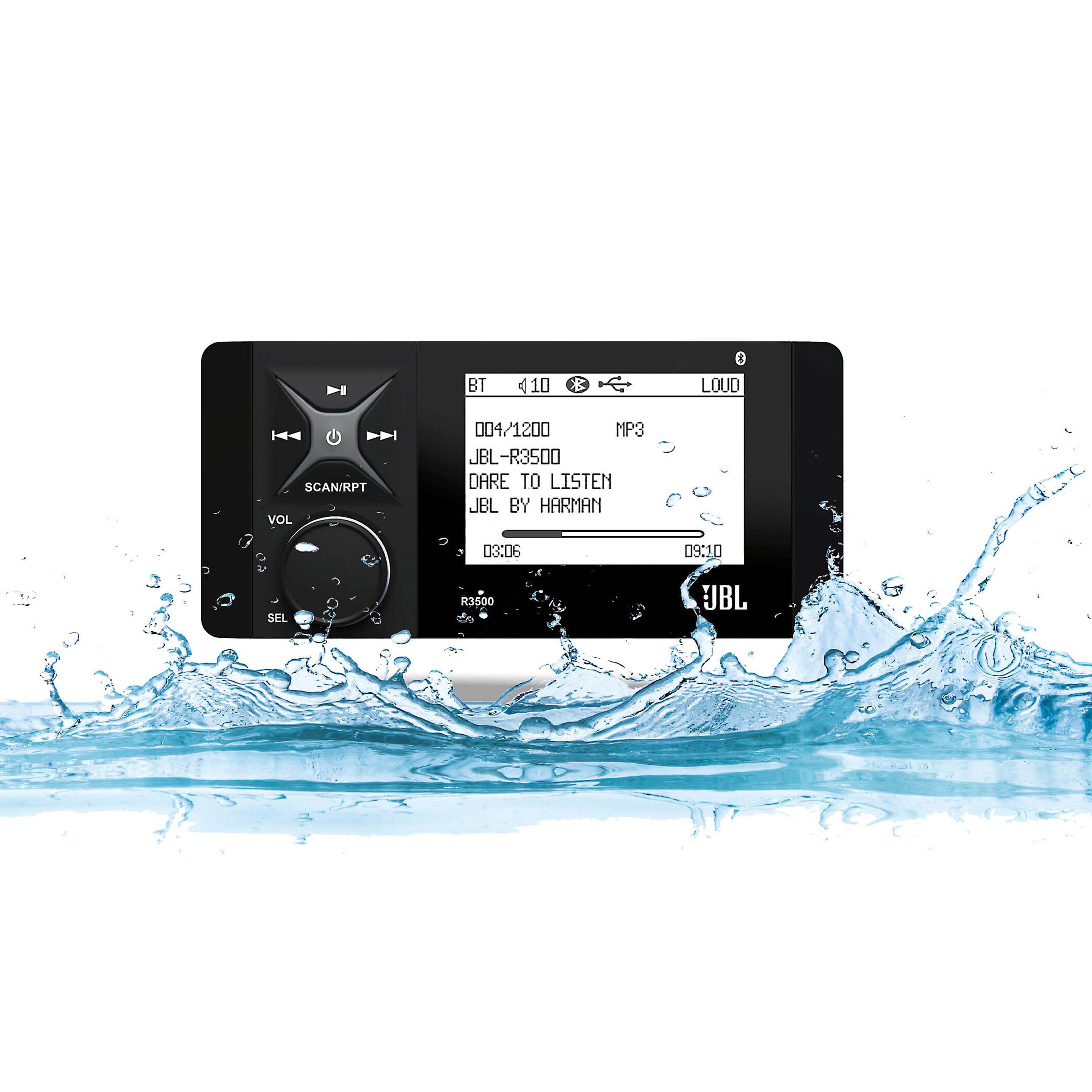 JBL R3500, AM/FM, 4 Channel High Power Bluetooth Marine Receiver w/ Monochrome Screen