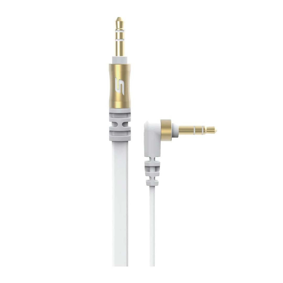 Scosche AUX3FGD, Metallic Color 90 Degree Angle 3.5mm Audio Cable 3FT (White/Gold)