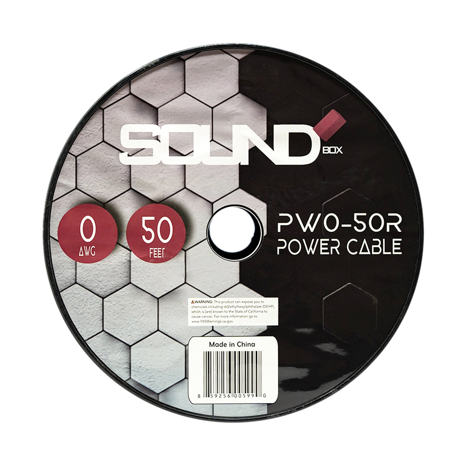 SoundBox PW0-50R, 0 Gauge 50' Copper Amplifier Power / Ground Wire Spool, Red