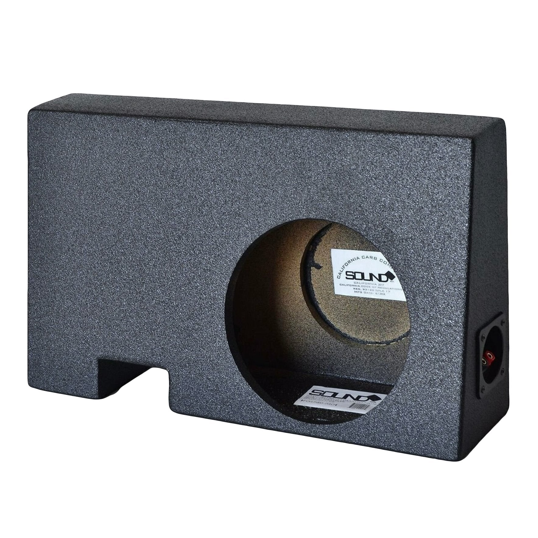 SoundBox Ford F250/F350 SuperDuty (CrewCab) 2017-2019 Single 10" Upfire Subwoofer Enclosure, BedLiner Finish