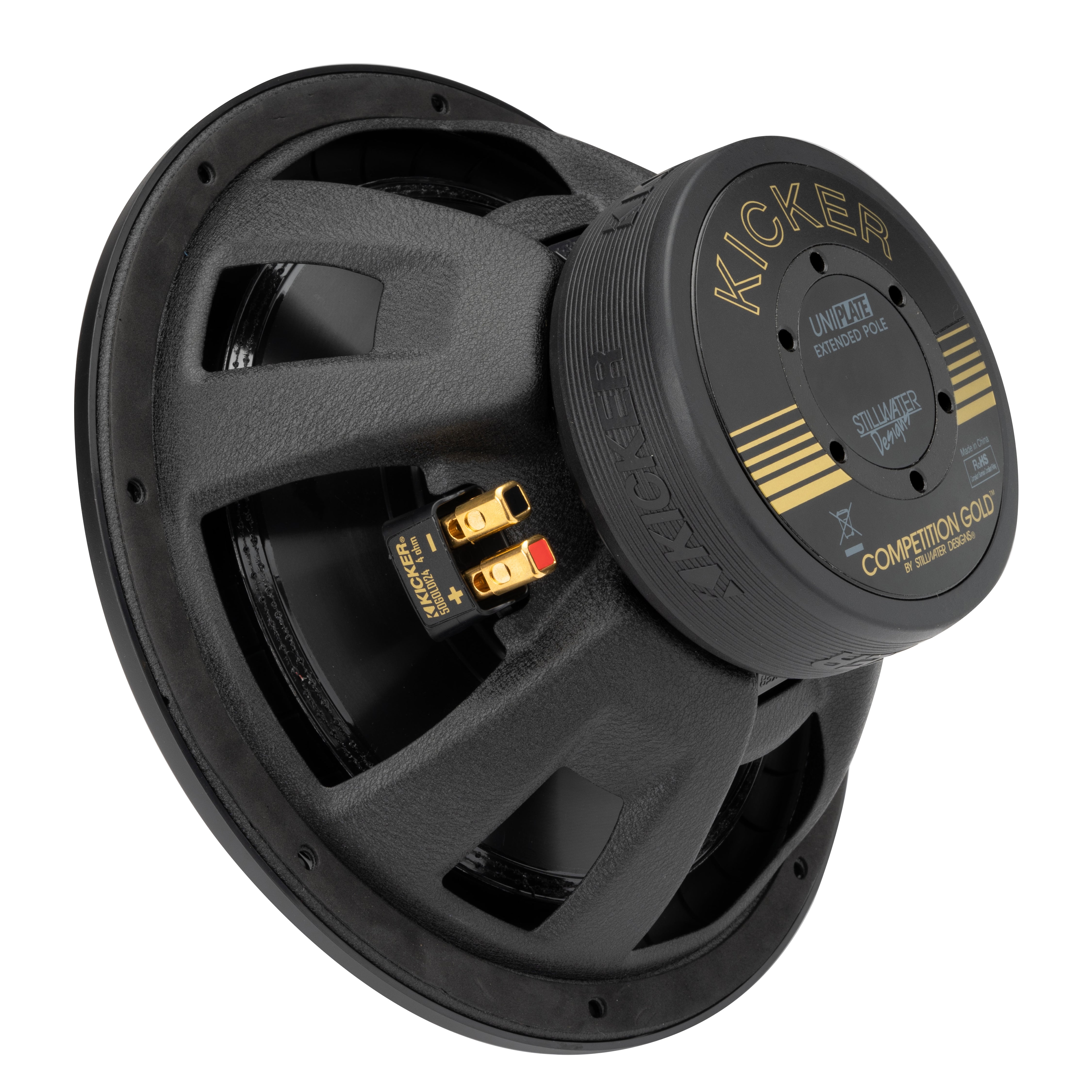 Kicker GOLD124, Gold 50th Anniversary 12" DVC 4 Ohm Subwoofer, 500W (50GOLD124)