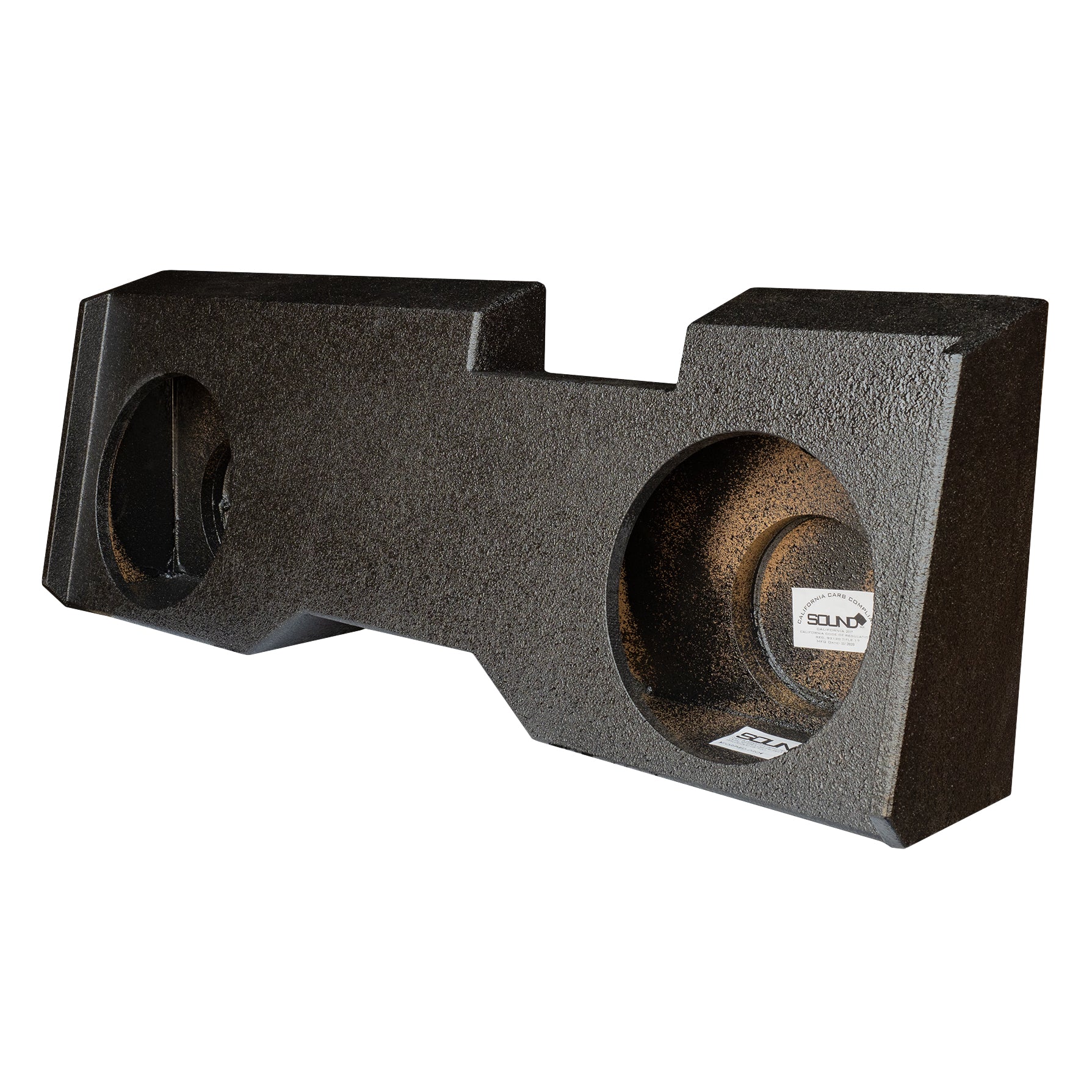 SoundBox Chevy Silverado/ GMC Sierra Crew Cab 2014-2018 Dual 12" Downfire Subwoofer Enclosure, BedLiner Finish