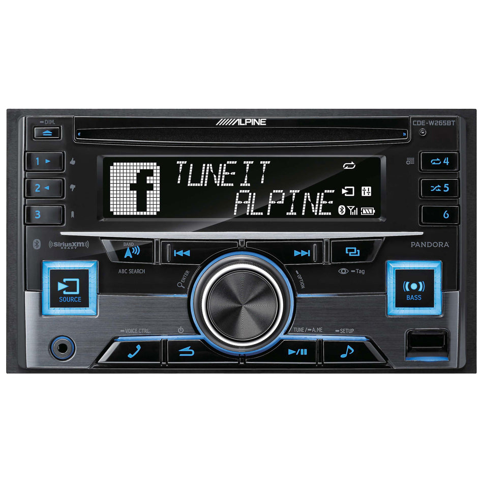 Alpine CDE-W265BT, Double DIN CD Car Stereo w/ Bluetooth, USB & Auxiliary Input