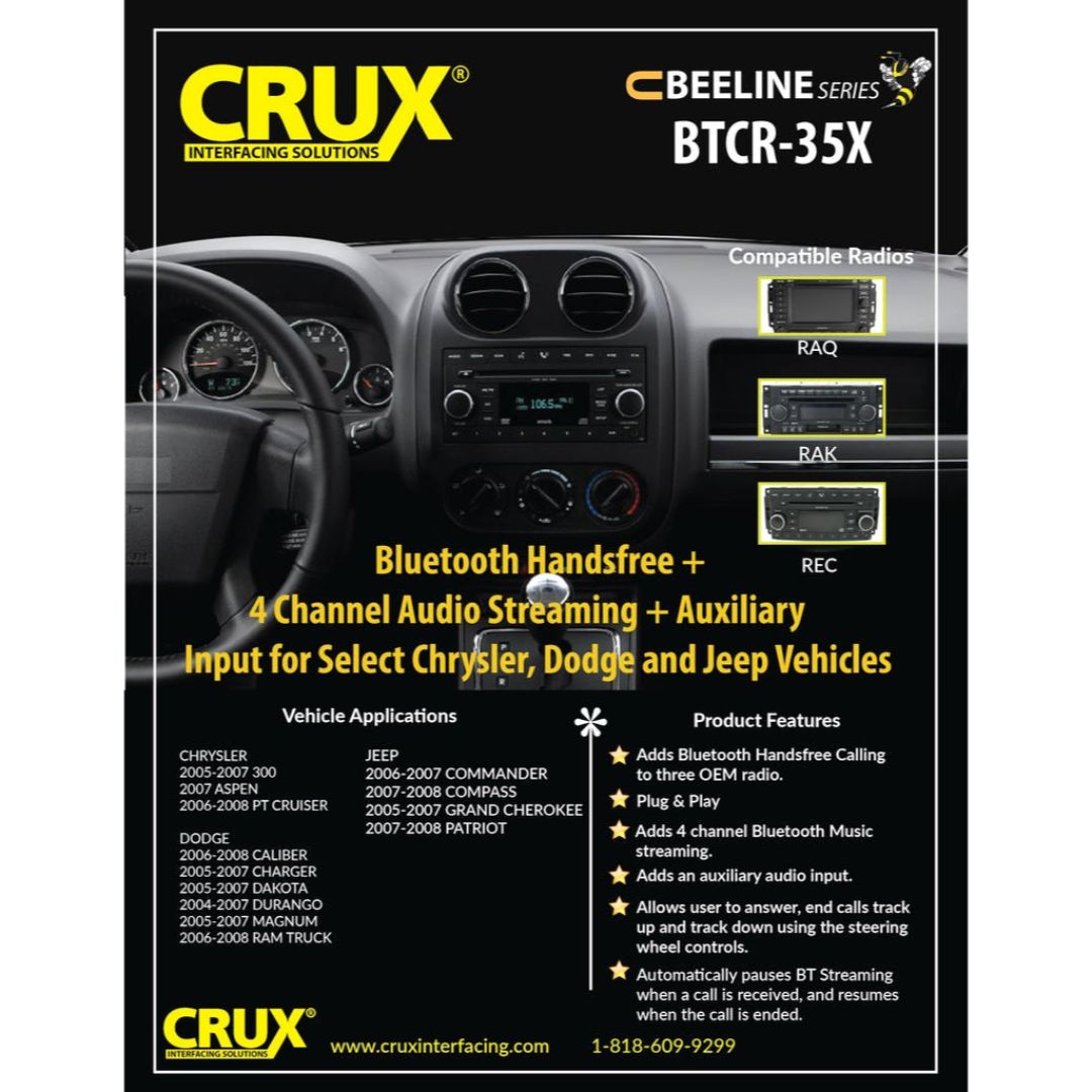 Crux BTCR-35X, Bluetooth for Select Chrysler & Dodge Vehicles 2005-2008