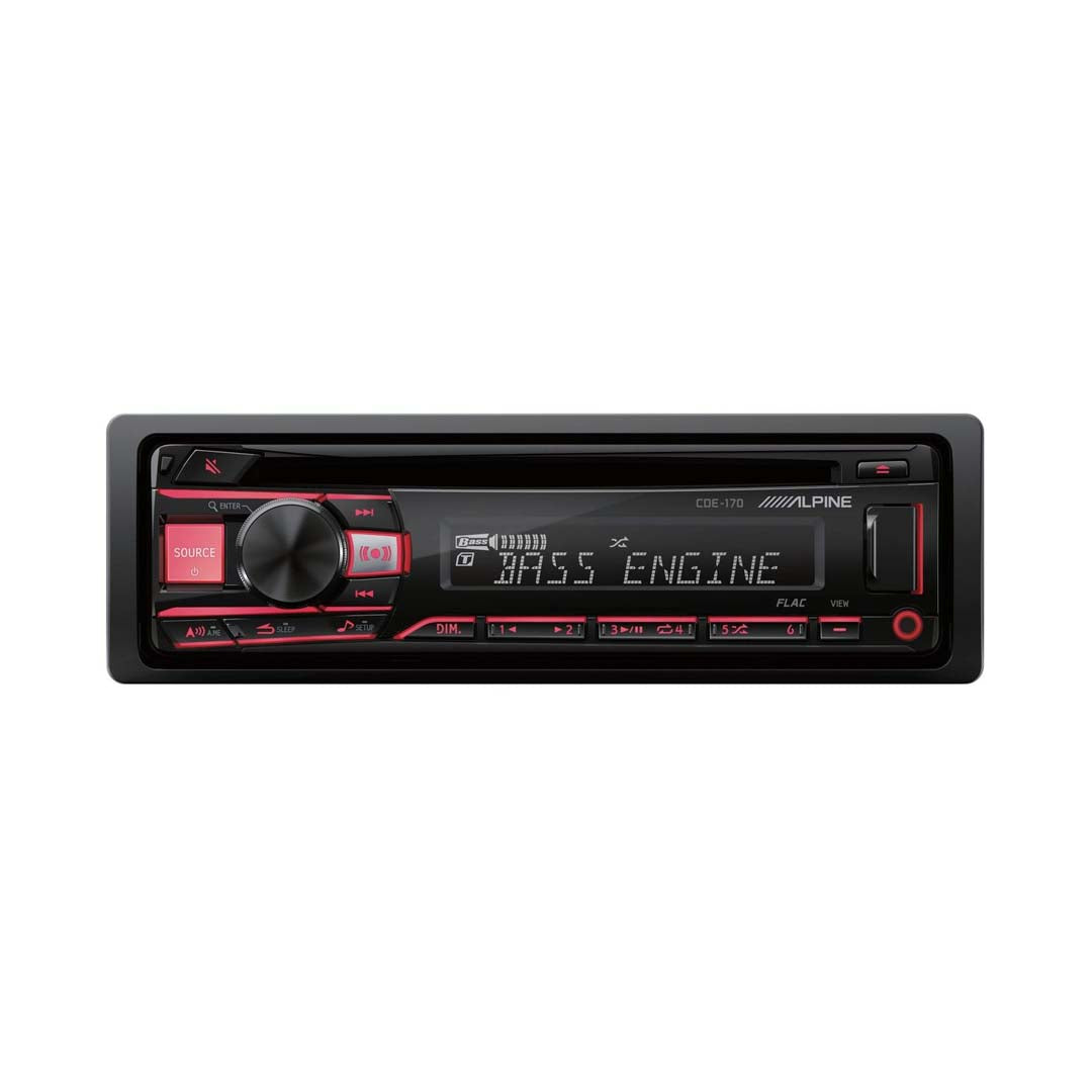 Alpine CDE-170, Single DIN AM/FM/CD/MP3 Car Stereo w/ USB/Aux Input