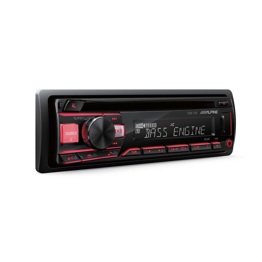 Alpine CDE-170, Single DIN AM/FM/CD/MP3 Car Stereo w/ USB/Aux Input