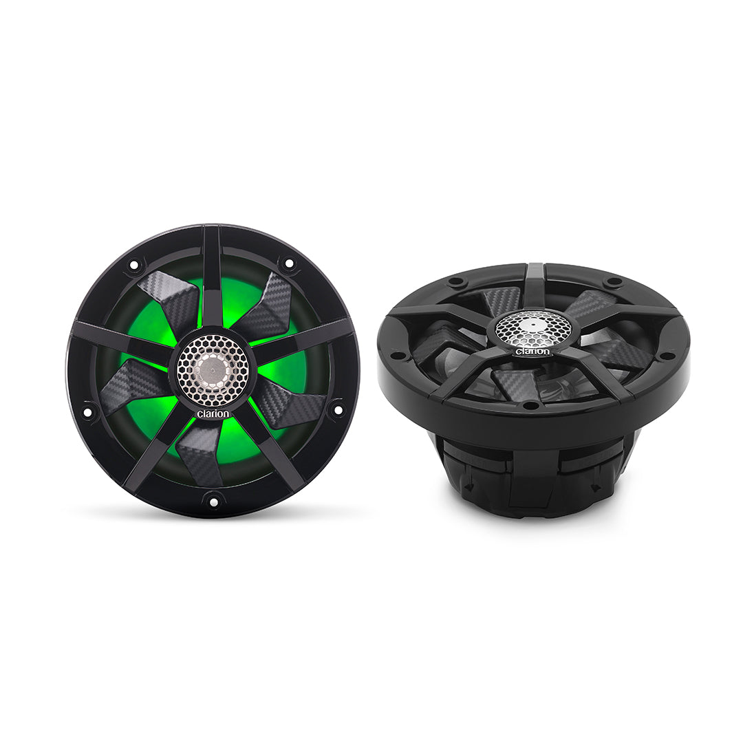 Clarion CM1623RL, 6.5" 2-way Marine Speakers w/ RGB illumination Includes Black & Silver Grilles