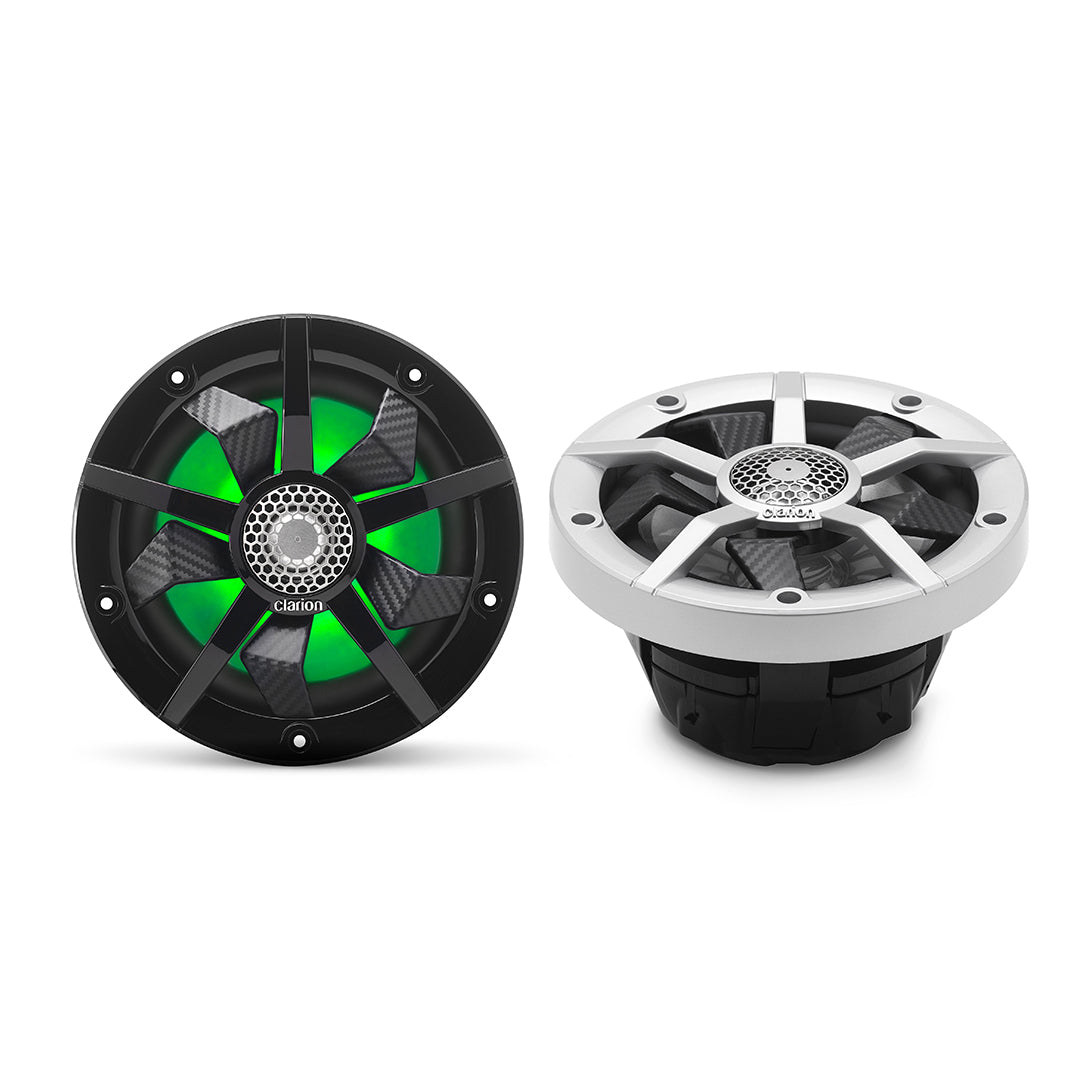 Clarion CM1623RL, 6.5" 2-way Marine Speakers w/ RGB illumination Includes Black & Silver Grilles