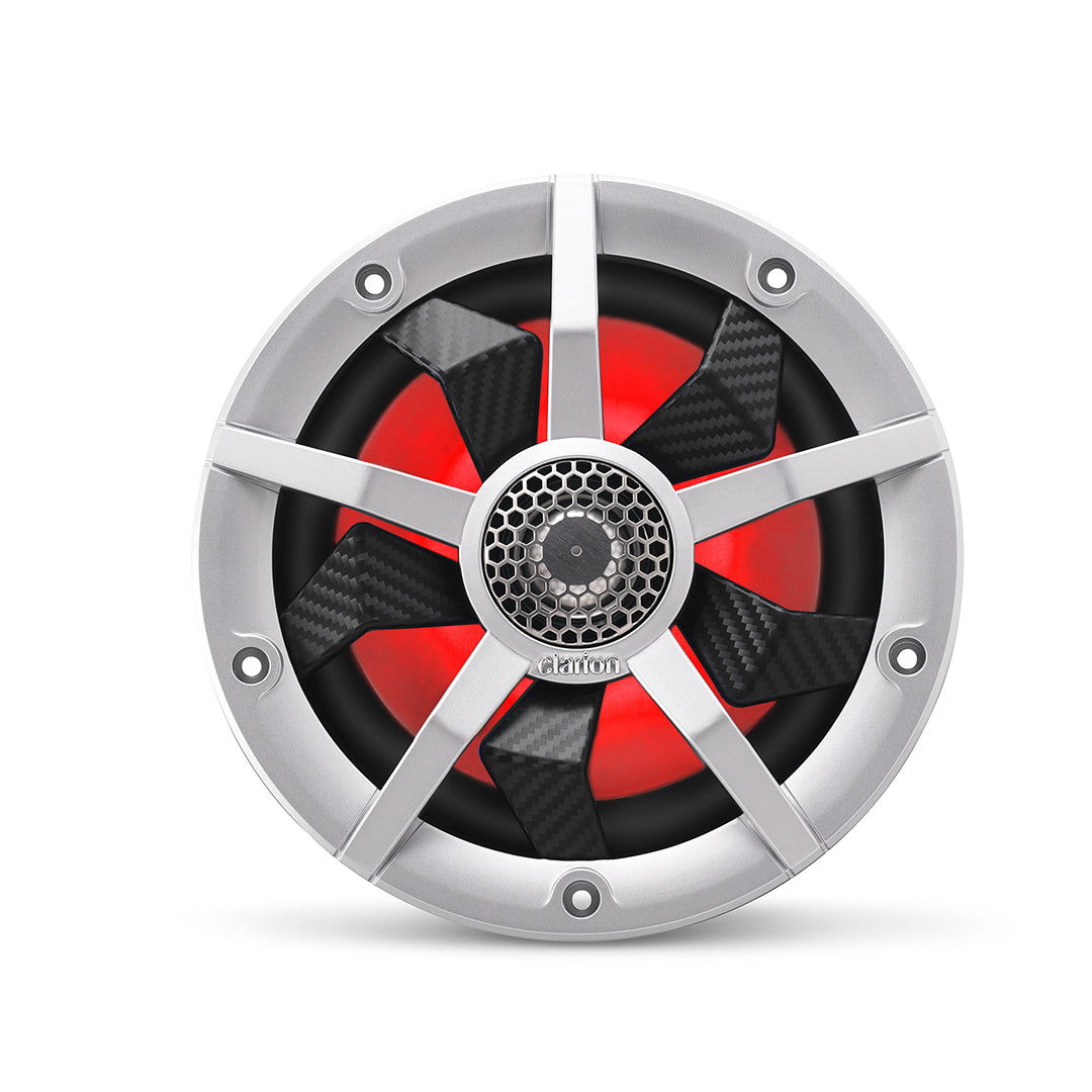 Clarion CM1623RL, 6.5" 2-way Marine Speakers w/ RGB illumination Includes Black & Silver Grilles