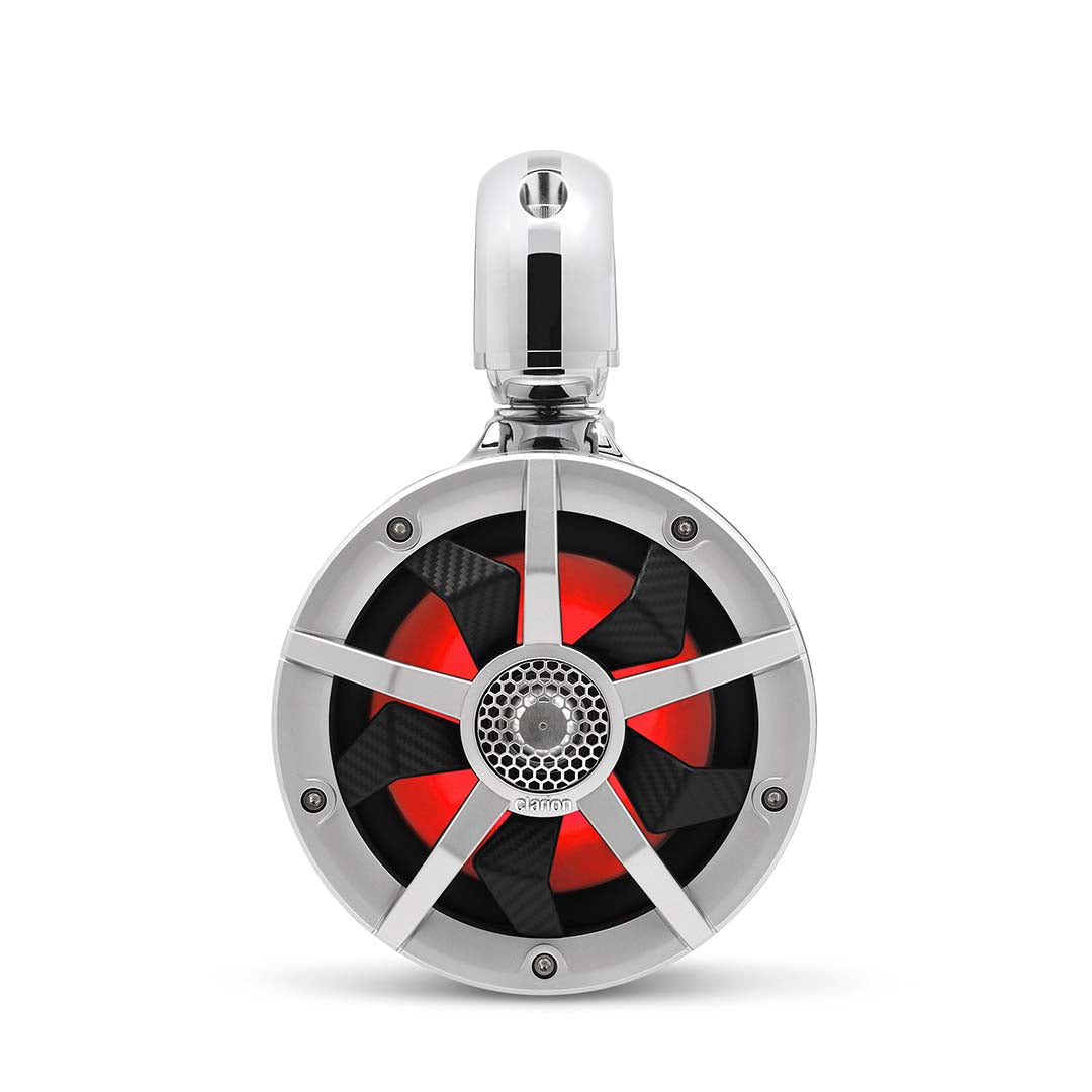 Clarion CM1624TS, 6.5" Silver 2-way Marine Tower Speakers w/ RGB illumination