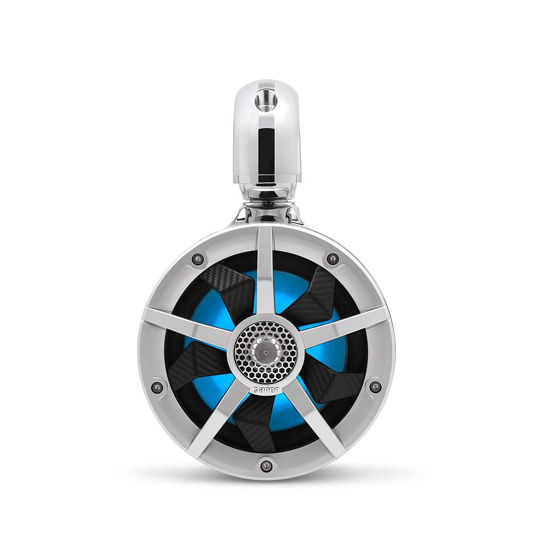 Clarion CM1624TS, 6.5" Silver 2-way Marine Tower Speakers w/ RGB illumination